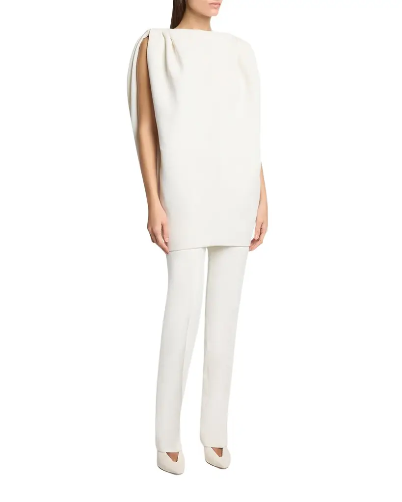 Balenciaga Gathered-Shoulder High-Neck Mini Sack Dress