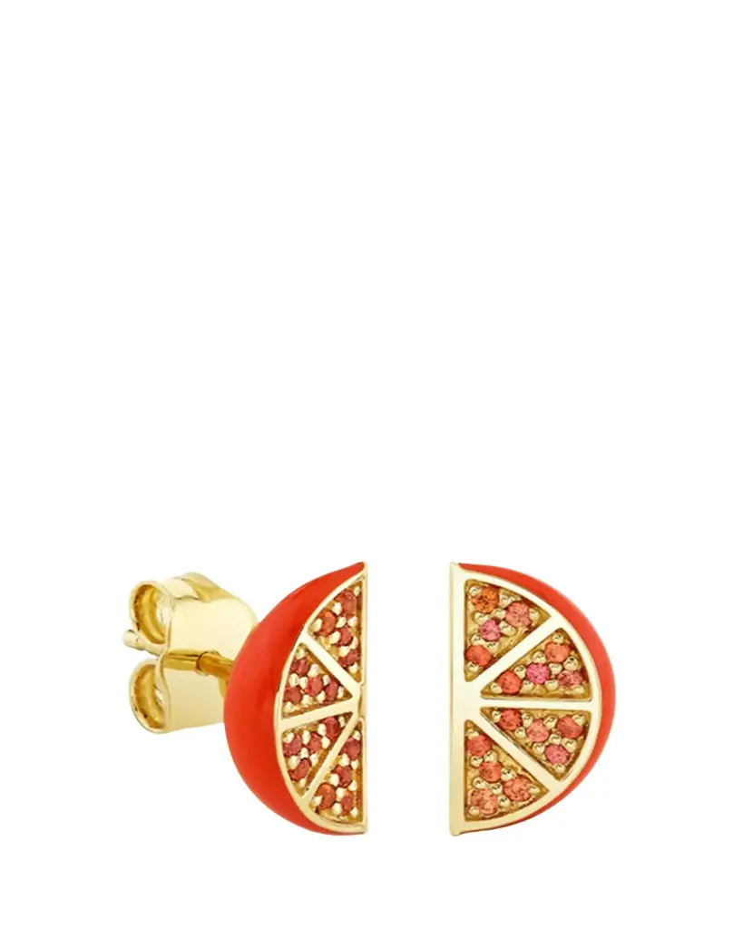 Sydney Evan 14K Sapphire Orange Slice Stud Earrings