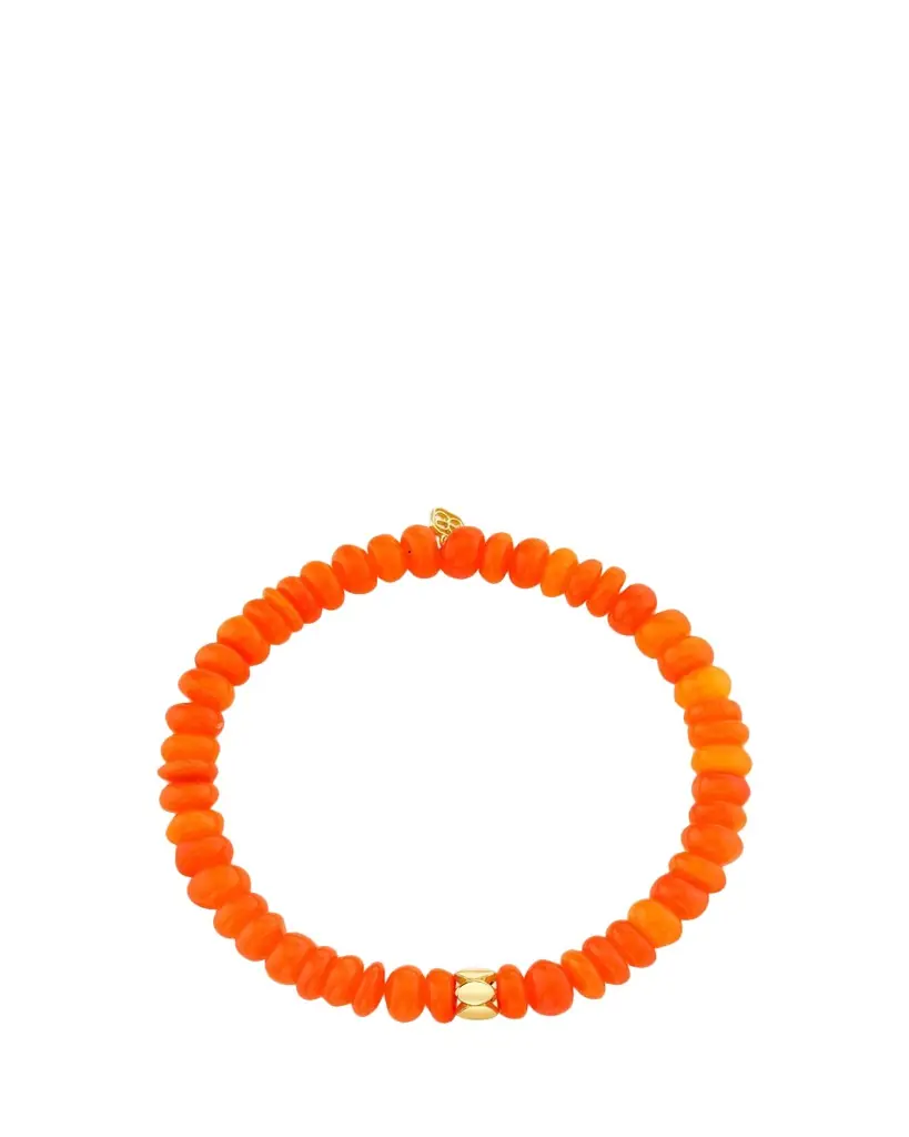 Sydney Evan 14K Marquise Rondelle on Orange Opal Stretch Bracelet
