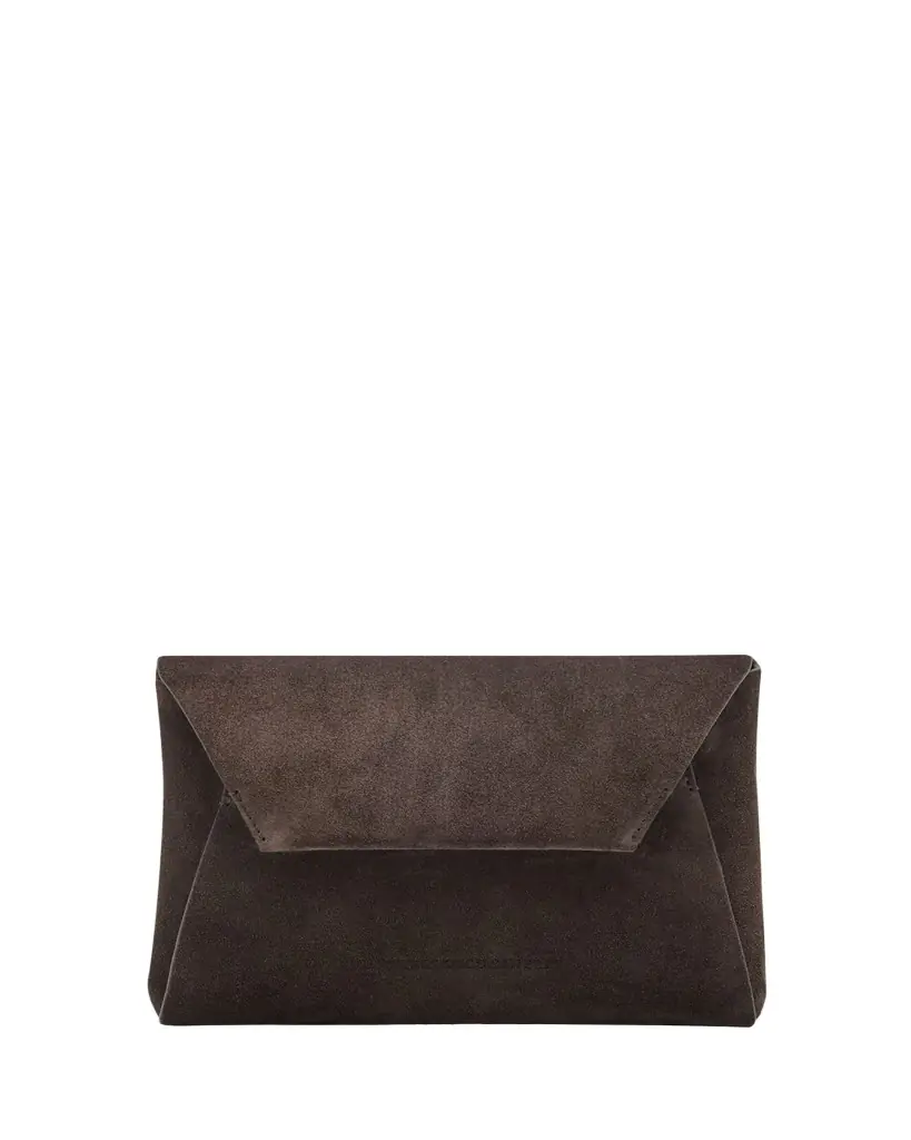 Brunello Cucinelli Suede Envelope Flap Clutch Bag