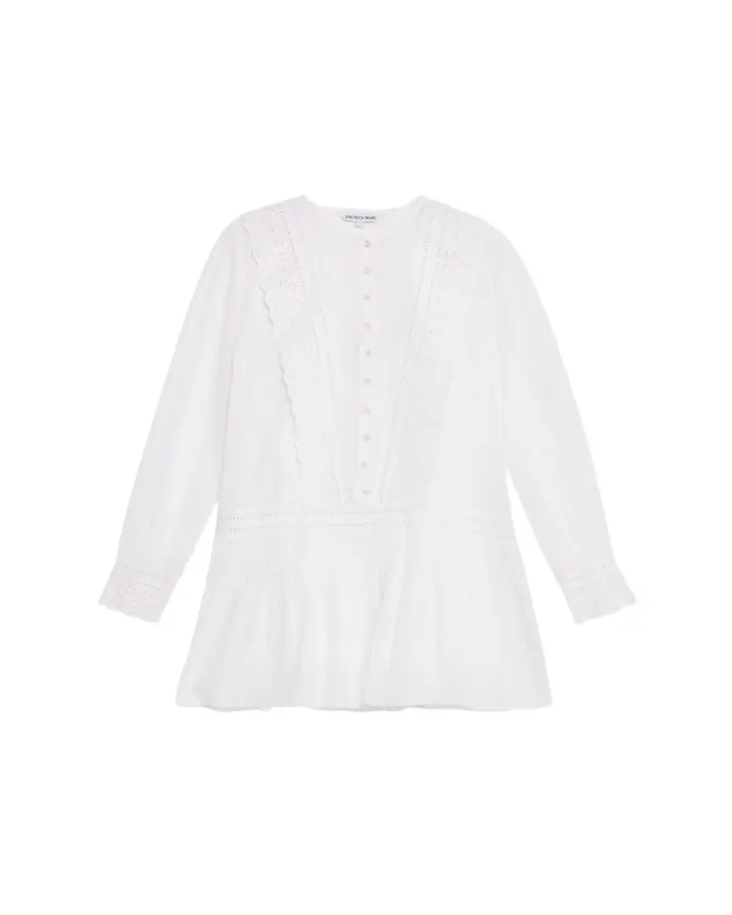 Veronica Beard Marguerite Embroidered Cotton Mini Dress