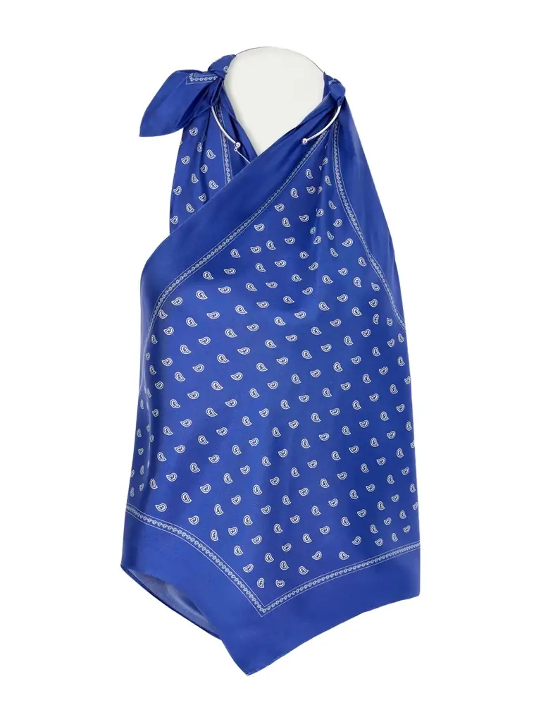 Christopher Esber One-shoulder Embellished Bandana-print Silk Top