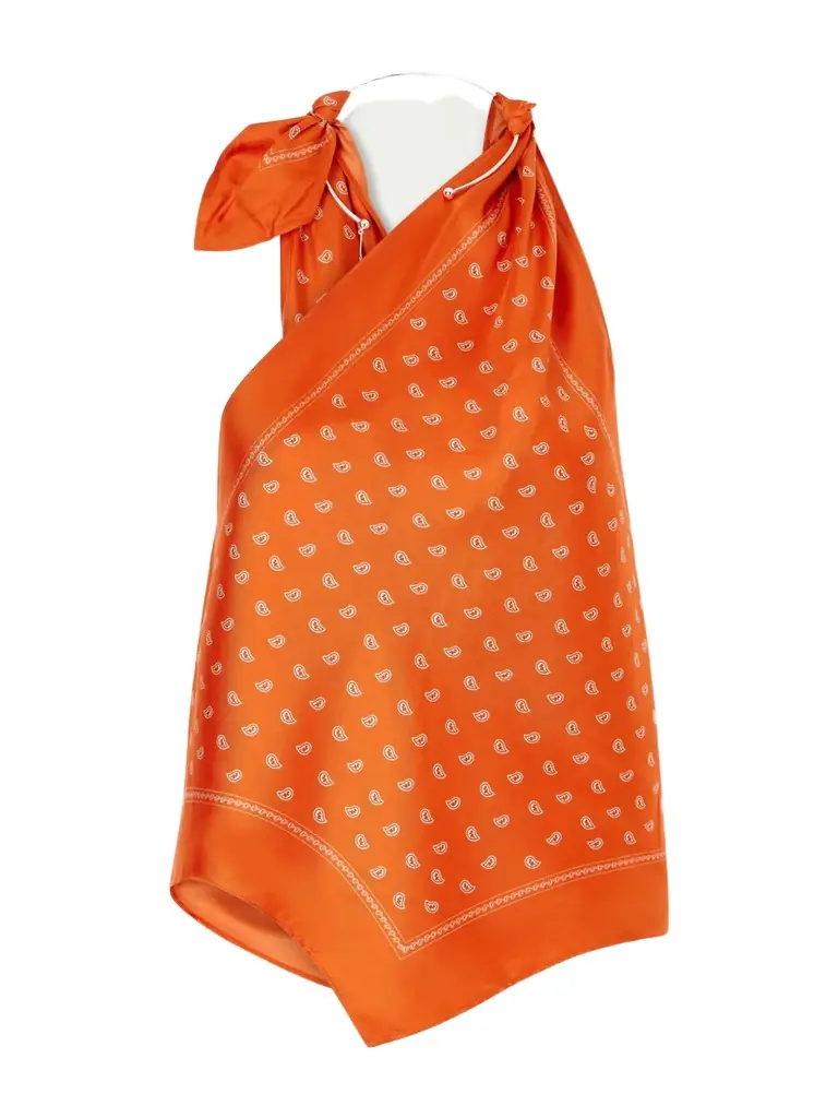 Christopher Esber One-shoulder Embellished Bandana-print Silk Top