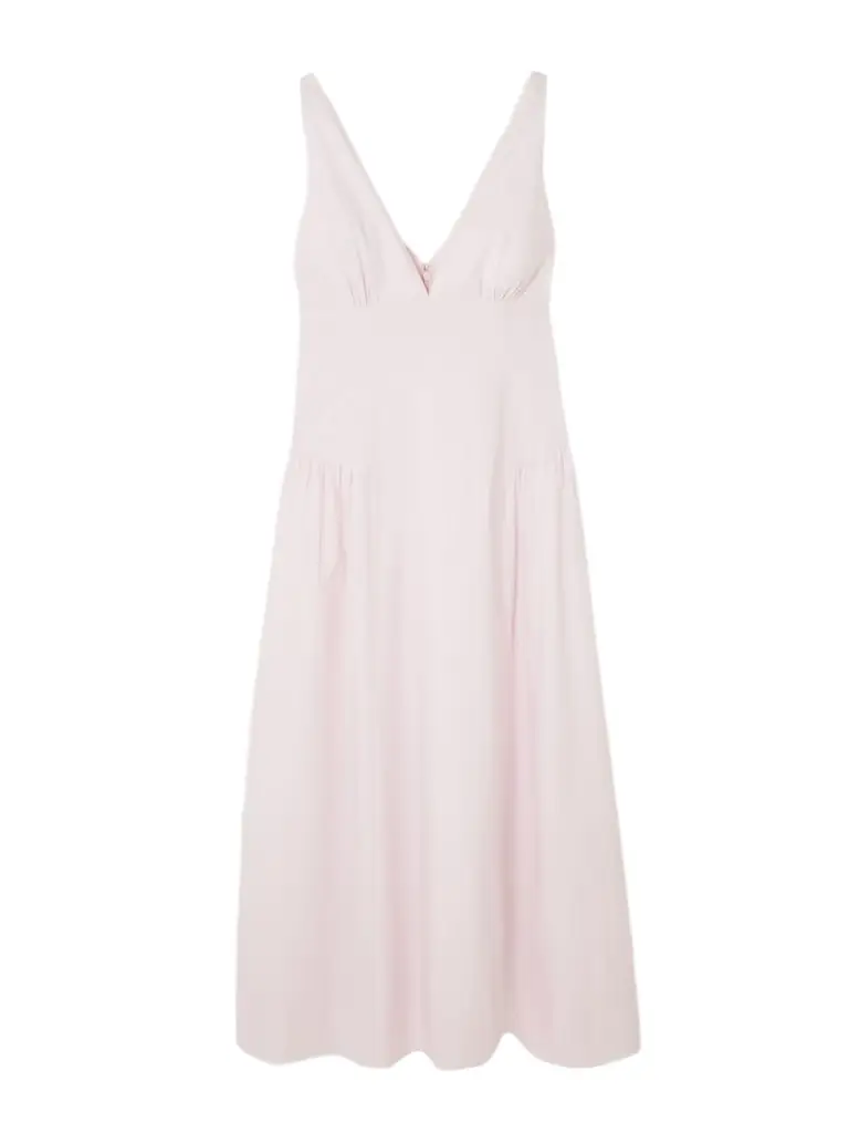 Posse Lindie Ruched Cotton Midi Dress