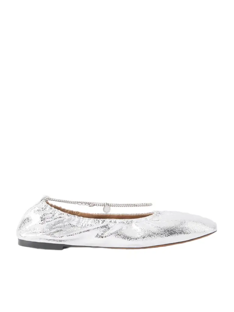 Stella McCartney Embellished Crinkled Metallic Flats
