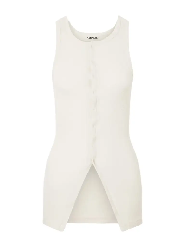 Auralee Ribbed-knit Cotton Tank