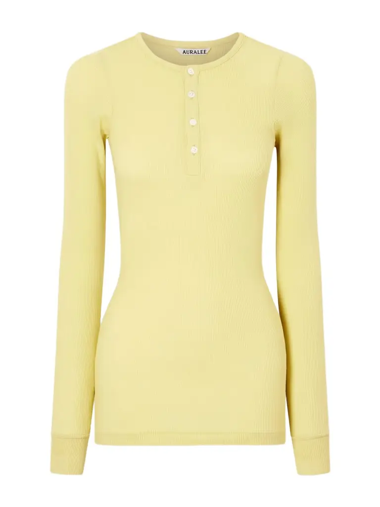 Auralee Ribbed-knit Cotton T-shirt