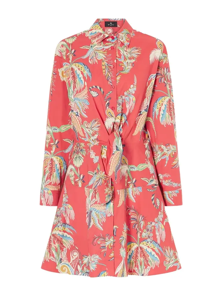 Etro Knotted Printed Cotton-blend Mini Dress