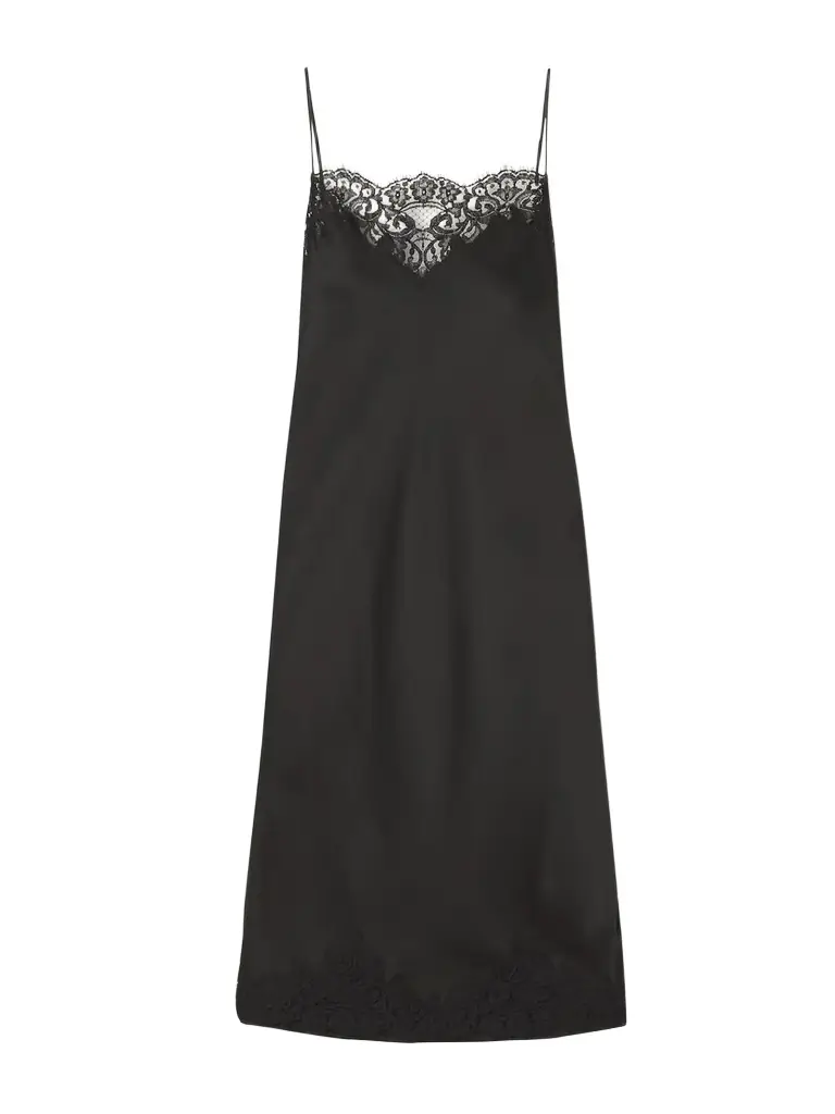 Stella McCartney Lace-trimmed Satin Midi Dress
