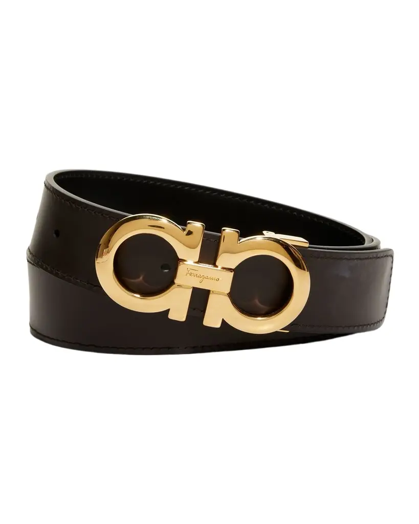 Ferragamo Men 's Reversible Double-Gancini Leather Belt