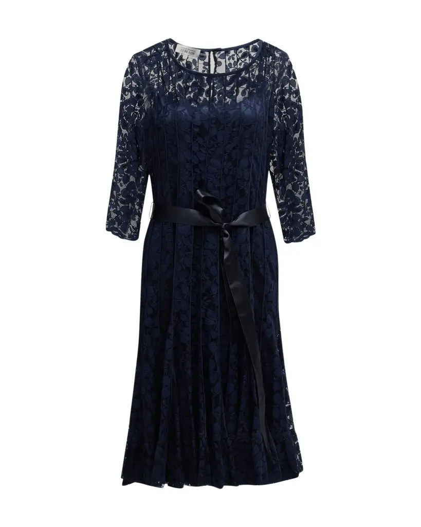 teri jon by rickie freeman cocktail dress Lace Short Sleeve High Low Dress