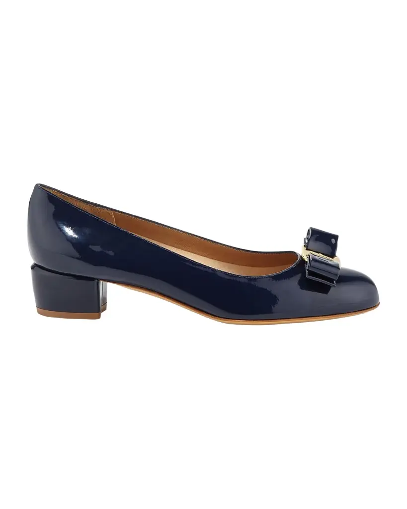 Ferragamo Vara Bow Leather Low Pumps