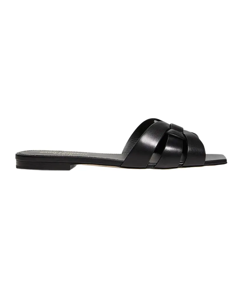 Saint Laurent Woven Leather Sandal Slide