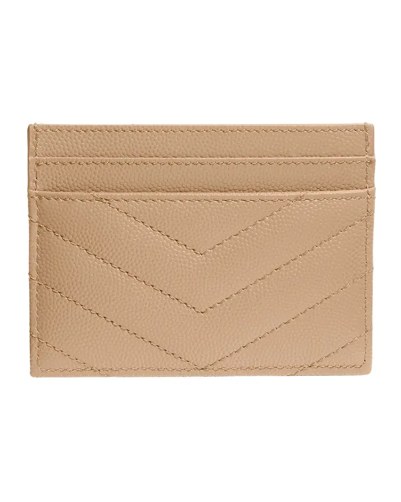Saint Laurent Cassandre YSL Monogram Card Case in Grained Leather