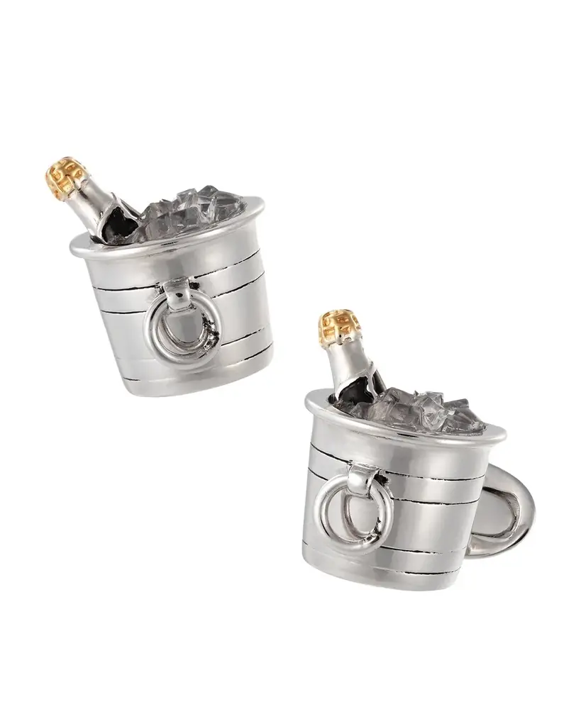 Jan Leslie Sterling Silver Crystal Quartz Champagne Bucket Cuff Links