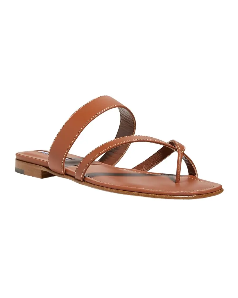 Manolo Blahnik Susa Flat Leather Sandals