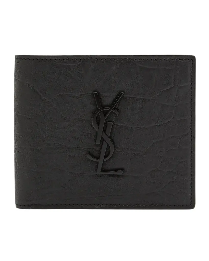 Saint Laurent Men 's Tonal Monogram Leather Bifold Wallet
