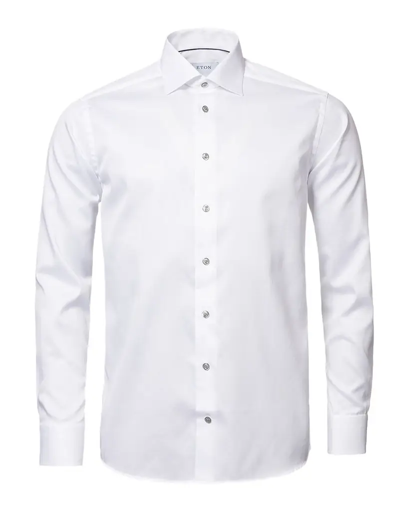 Eton Contemporary-Fit Twill Shirt with Gray Buttons