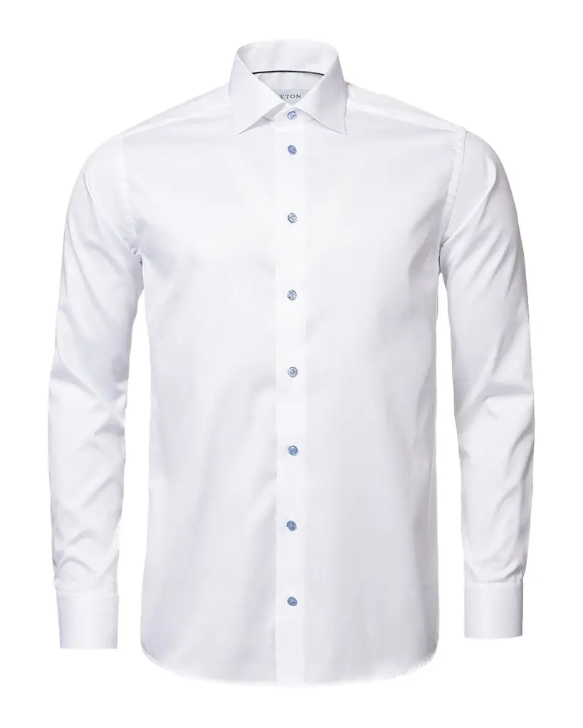 Eton Contemporary Fit Twill Shirt with Blue Buttons