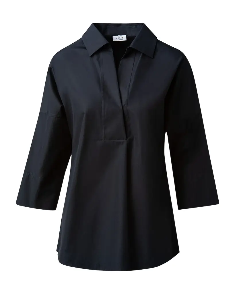 Akris punto Kimono-Sleeve Split-Neck Blouse