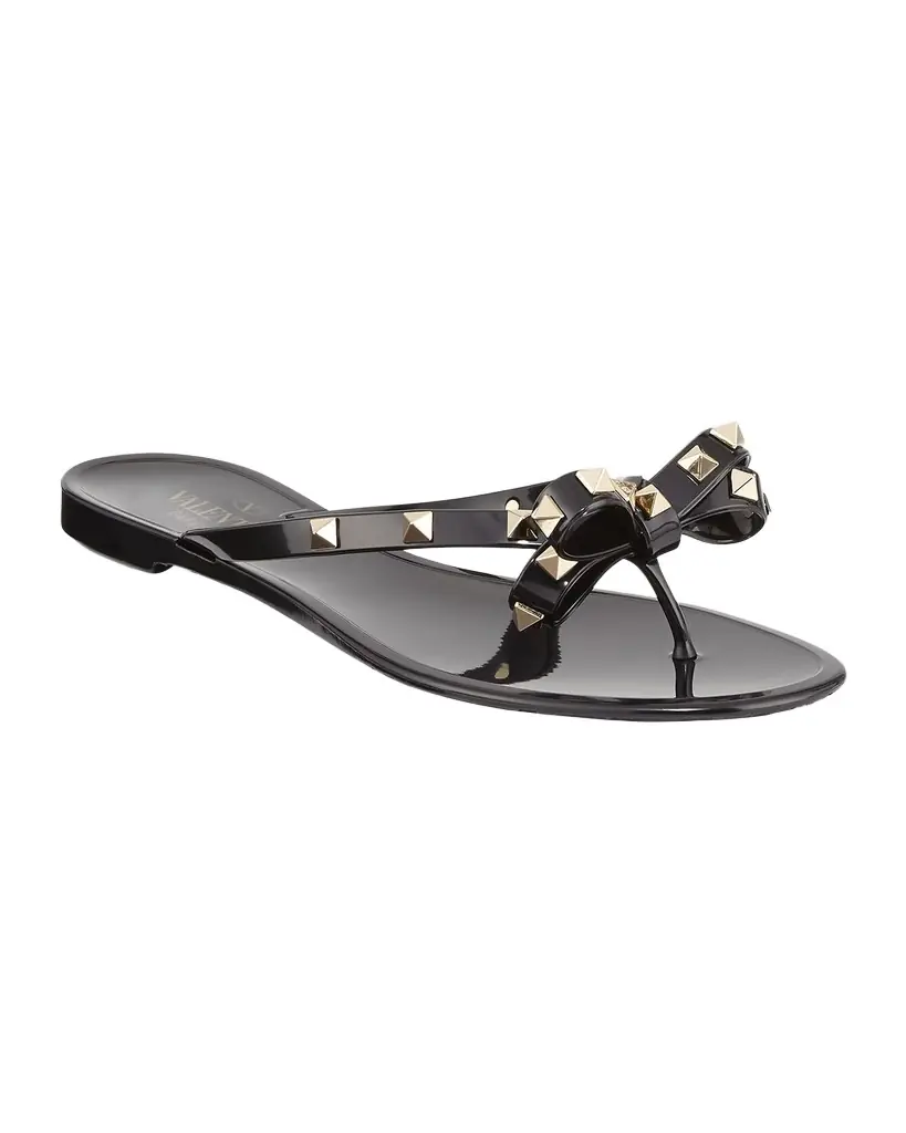 Valentino Garavani Rockstud PVC Flat Thong Sandals