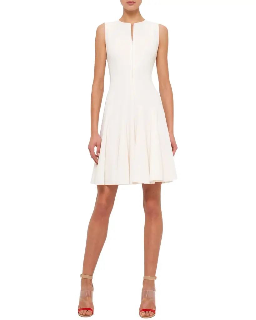 Akris Sleeveless Zip-Front Seamed A-Line Dress