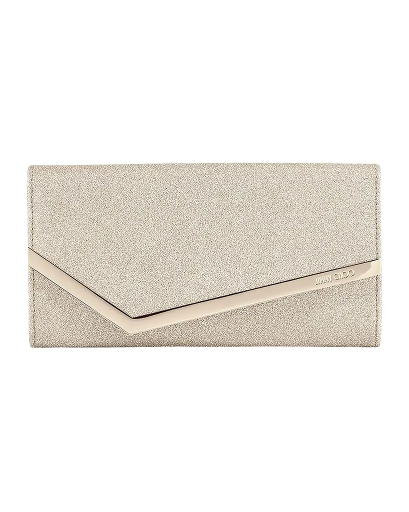 Jimmy Choo Emmie Glitter Leather Clutch Bag