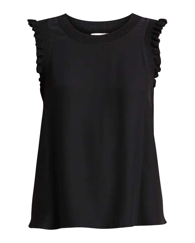 Cinq a Sept Tous Les Jours Lenore Crewneck Sleeveless Silk Top