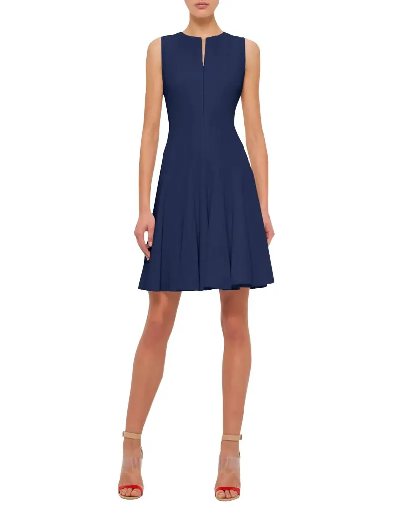 Akris Sleeveless Zip-Front Seamed A-Line Dress
