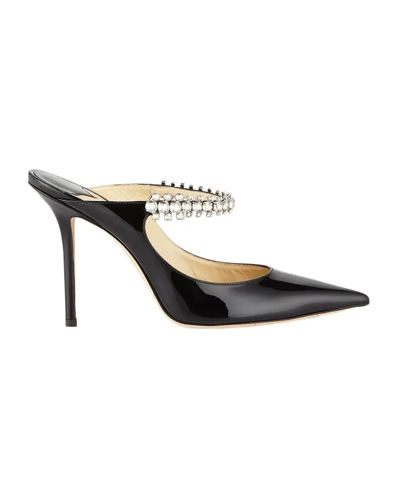 Jimmy Choo Bing Patent Crystal-Strap High-Heel Pumps
