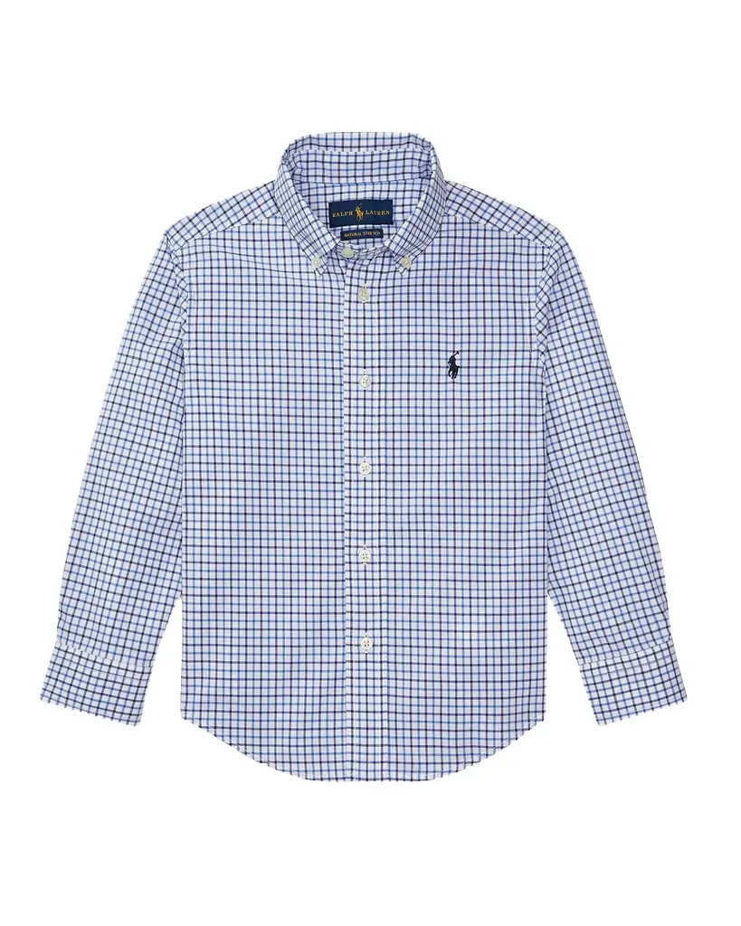 Polo Ralph Lauren Boy 's Poplin Woven Tattersall Sport Shirt, Size 2-7