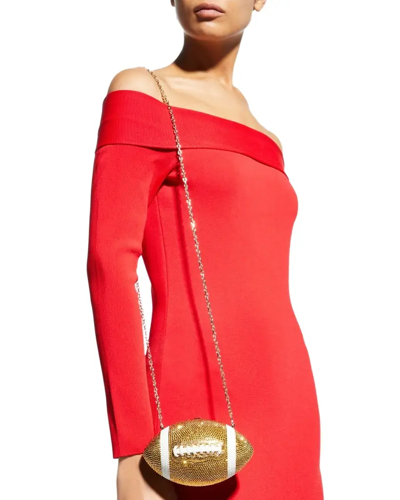 Judith Leiber Couture Crystal Football Minaudiere Bag
