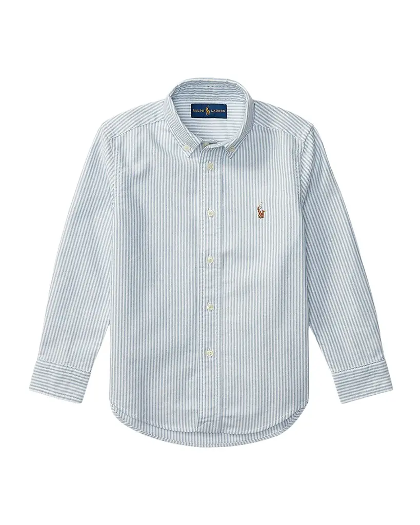 Polo Ralph Lauren Boy 's Cotton Oxford Stripe Sport Shirt, Size 2-7