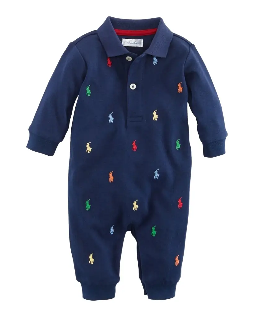 Polo Ralph Lauren Logo Embroidery Polo Coverall, Size 3M-12M