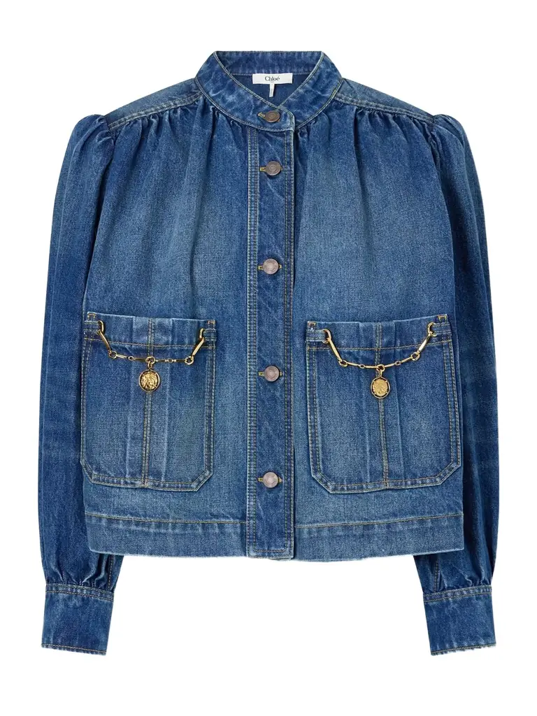 Chloé Embellished Organic Denim Jacket
