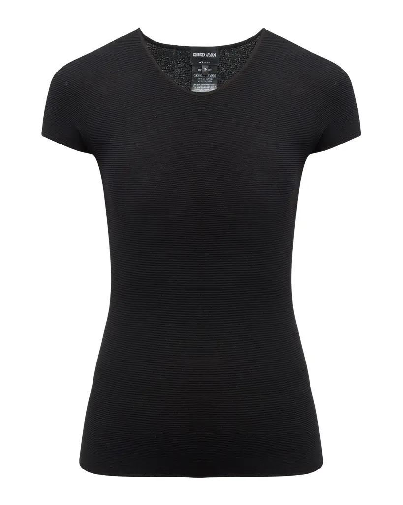 Giorgio Armani Scoop-Neck Short-Sleeve Tee, Black