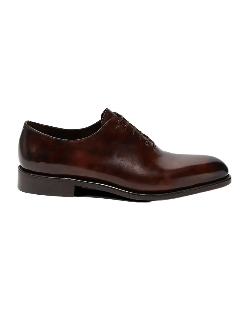 Ferragamo Men 's Angiolo Tramezza Whole-Cut Leather Lace-Up Shoes