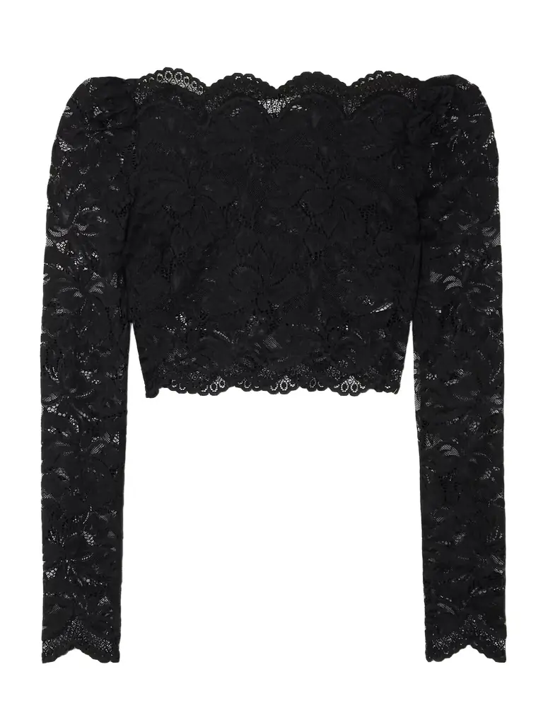 Rabanne Cropped Scalloped Stretch-lace Top