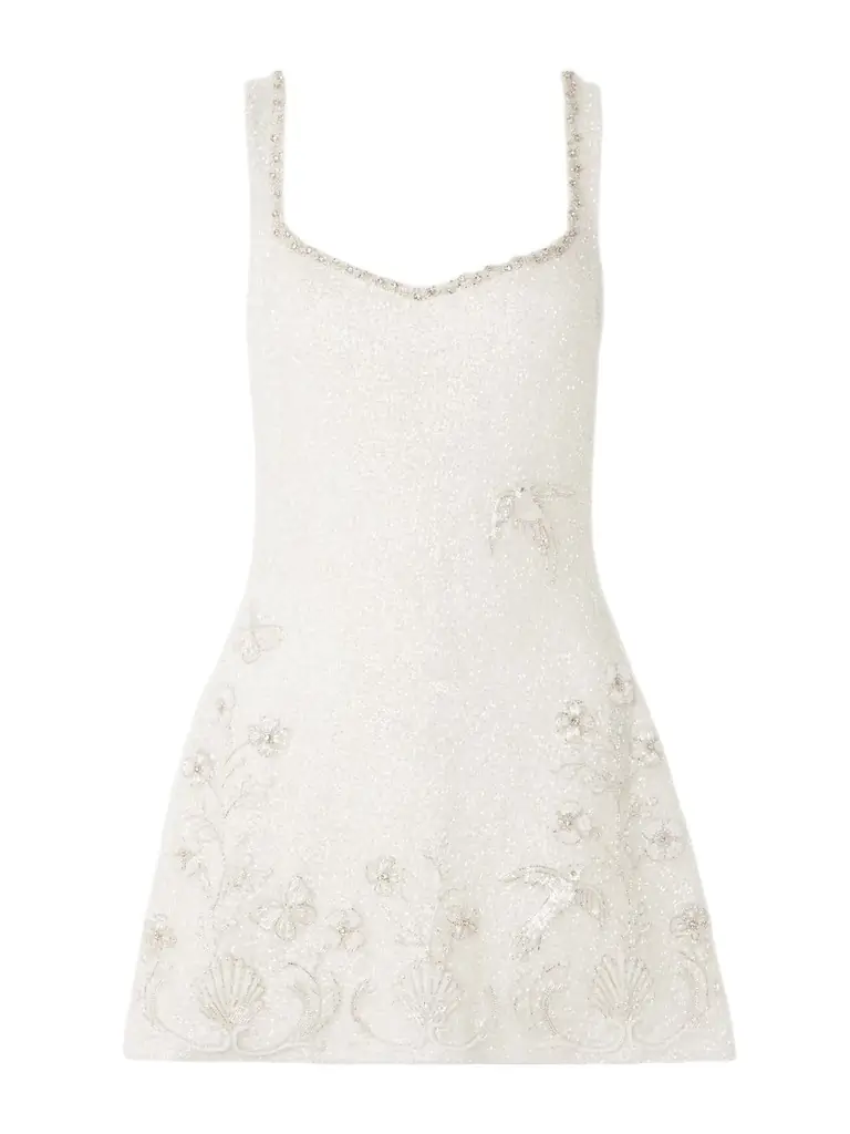 Clio Peppiatt Snowdrop Embellished Beaded Stretch-tulle Mini Dress