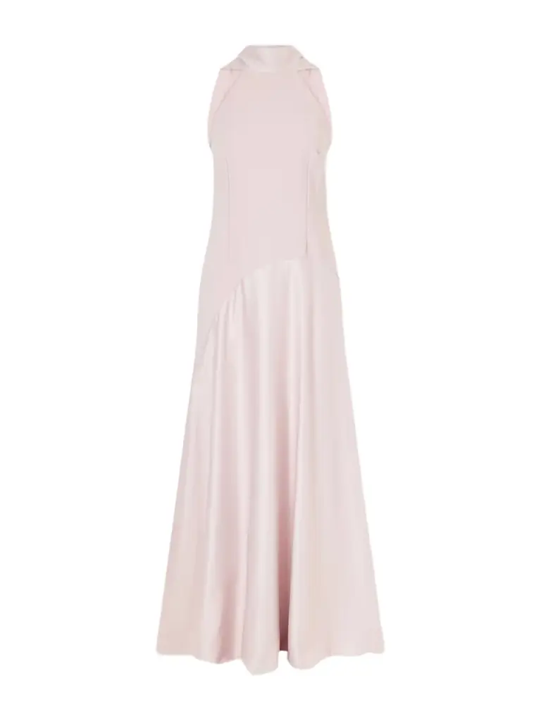 Solace London Cece Cape-effect Crepe And Satin Gown