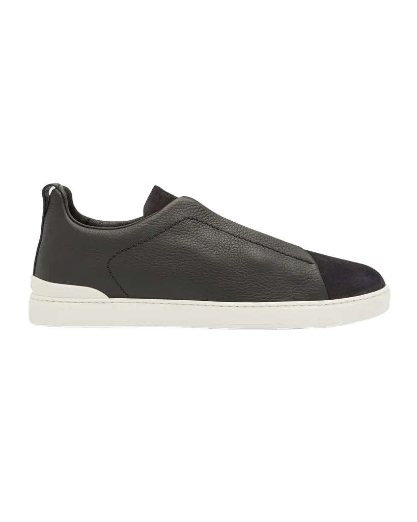 ZEGNA Men 's Triple Stitch Leather and Suede Sneakers