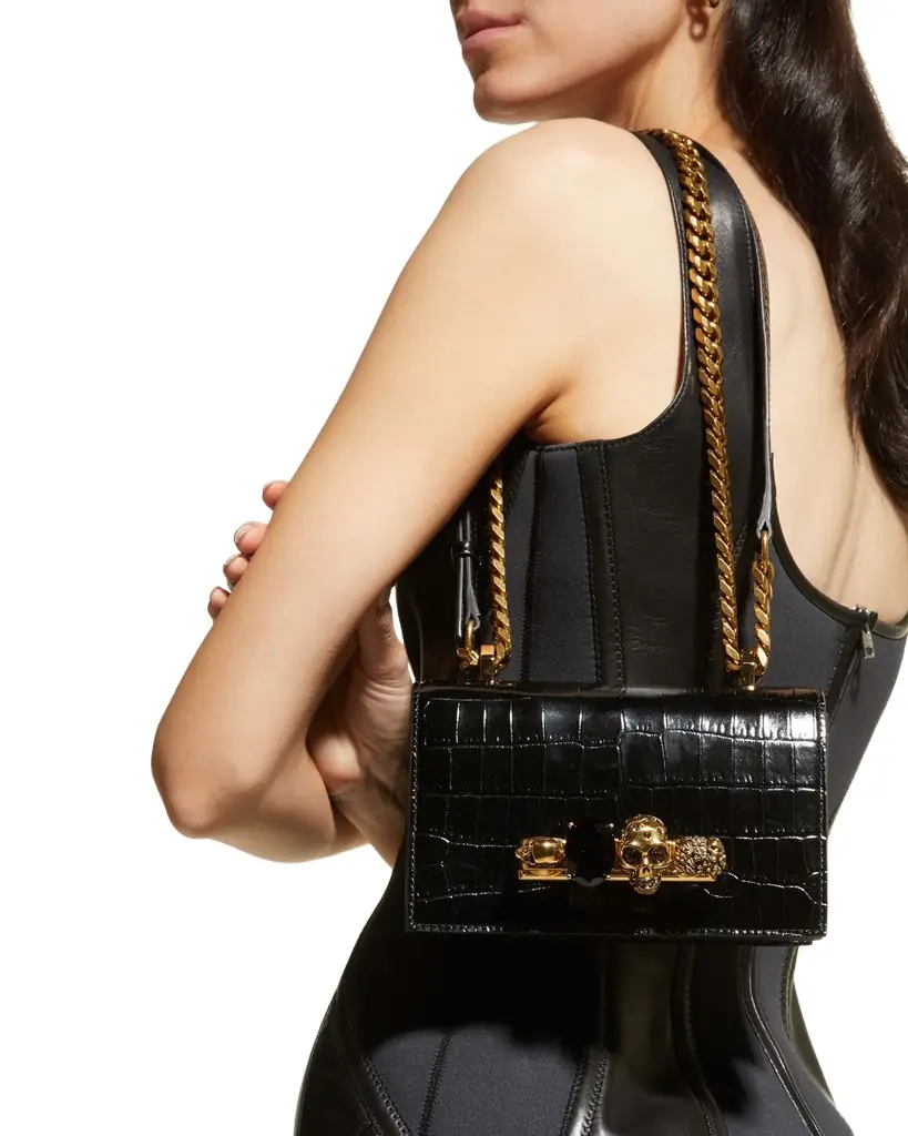McQueen Mini Jeweled Satchel Bag