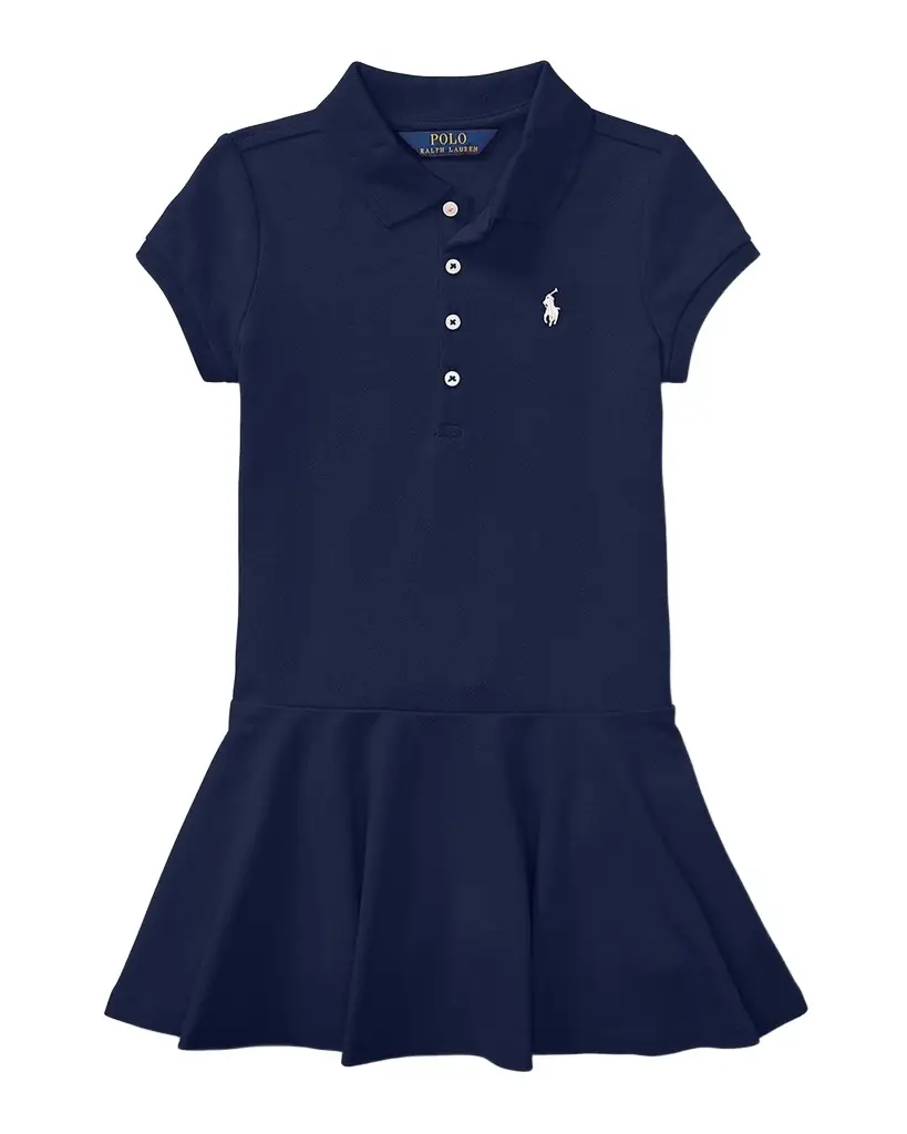 Polo Ralph Lauren Girl 's Logo Embroidered Drop-Waist Polo Dress