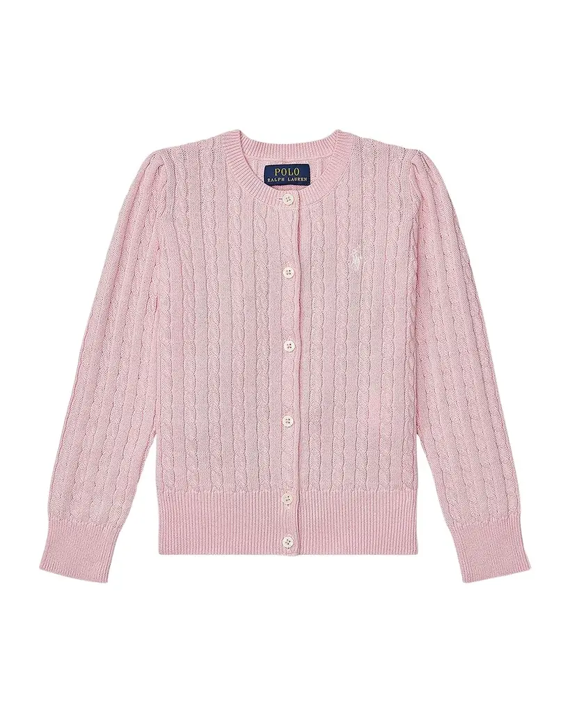 Polo Ralph Lauren Girl 's Cable-Knit Cotton Ribbed Cardigan, Size 2-6X