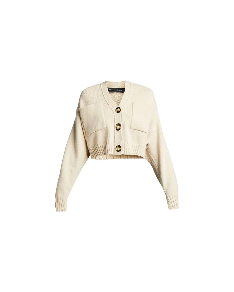Proenza Schouler Solid Cropped Cashmere Cardigan