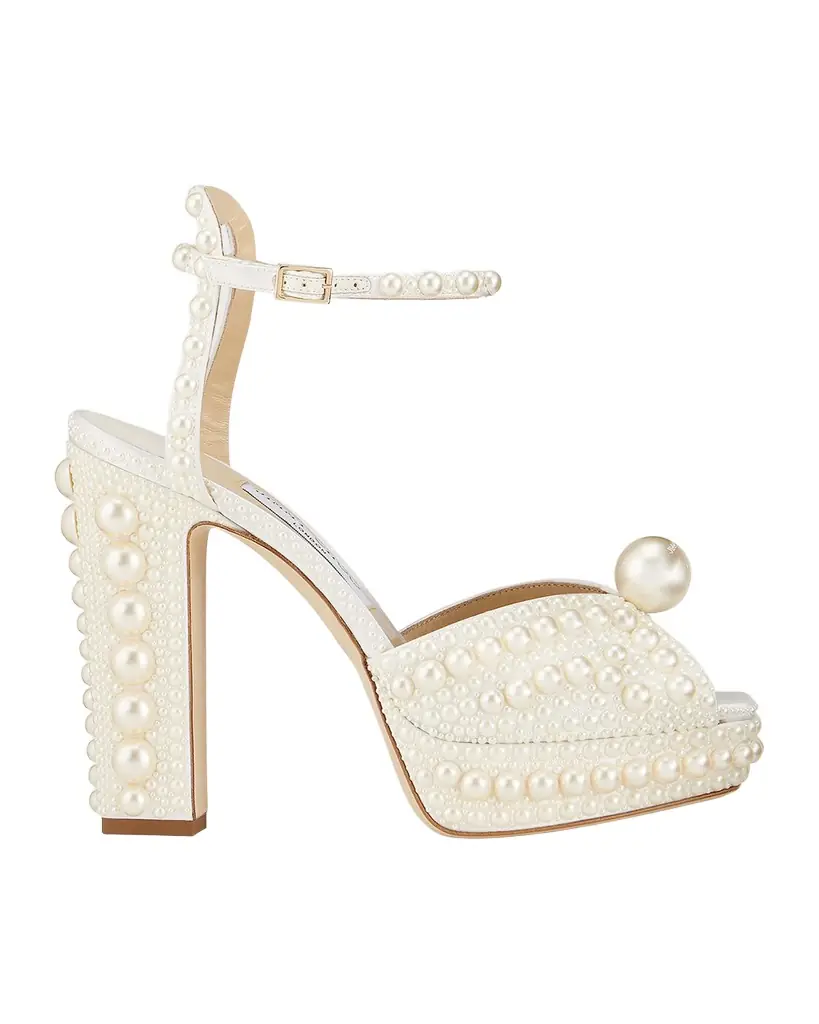 Jimmy Choo Sacaria 120mm Pearly-Stud Platform Sandals