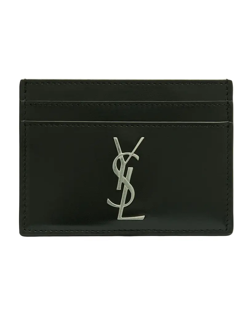 Saint Laurent Men 's YSL Monogram Leather Card Case