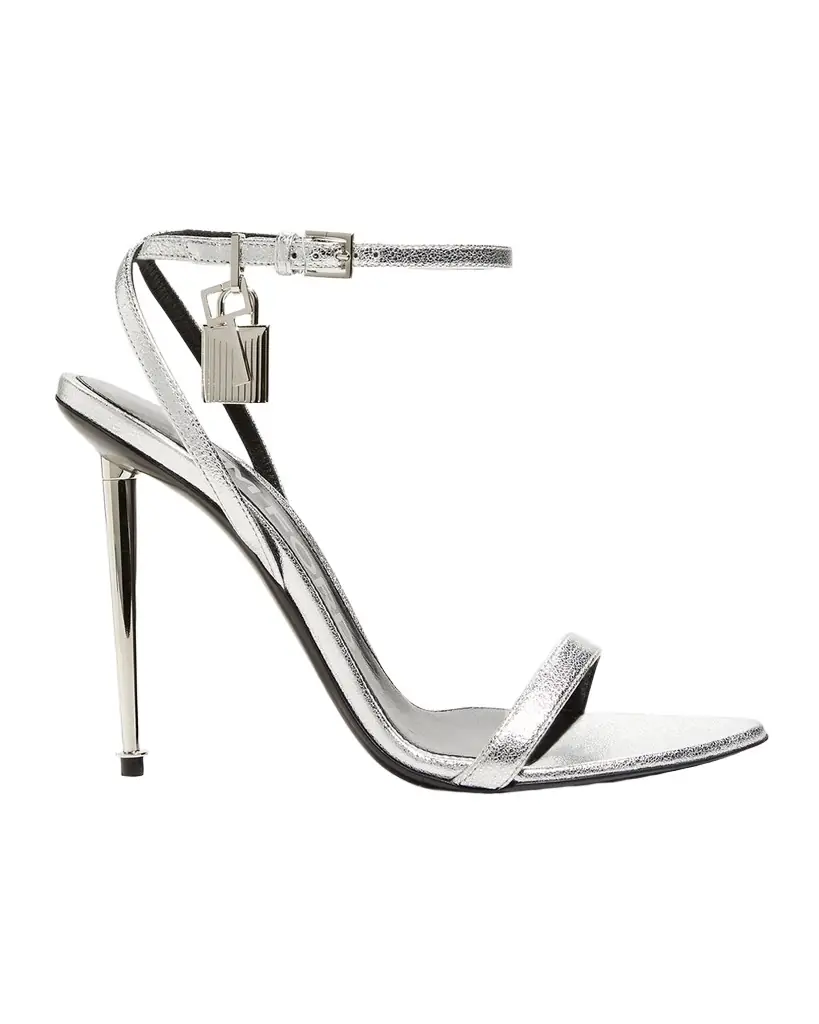 TOM FORD Padlock Metallic Stiletto Sandals