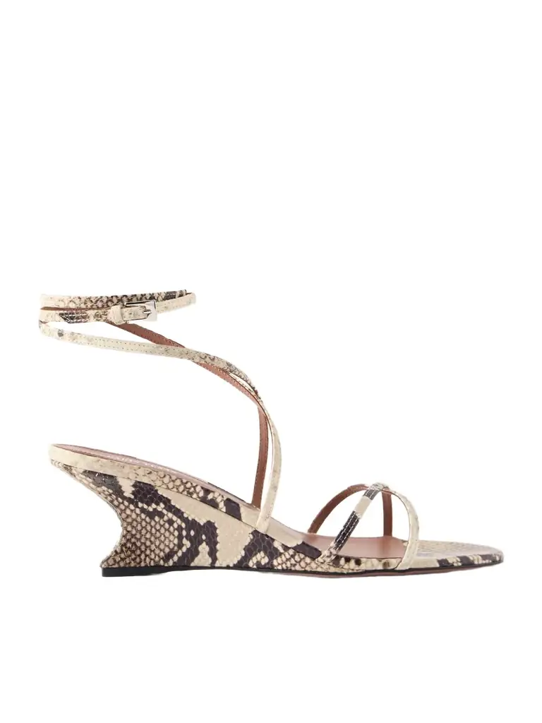 Paris Texas Nina 50 Snake-effect Leather Wedge Sandals - Women's Shoes