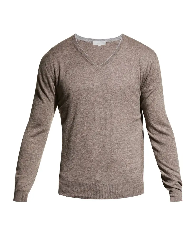 Neiman Marcus Men 's Extra Lightweight Wool-Cashmere V-Neck Sweater